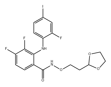 Benzamide, N-[2-(1,3-dioxolan-2-yl)ethoxy]-3,4-difluoro-2-[(2-fluoro-4-iodophenyl)amino]- Struktur