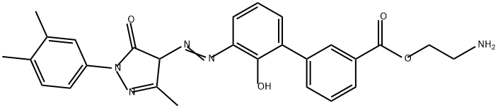 [1,1'-Biphenyl]-3-carboxylic acid, 3'-[2-[1-(3,4-dimethylphenyl)-4,5-dihydro-3-methyl-5-oxo-1H-pyrazol-4-yl]diazenyl]-2'-hydroxy-, 2-aminoethyl ester Struktur