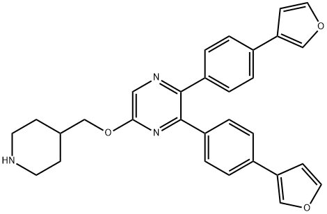 Pyrazine, 2,3-bis[4-(3-furanyl)phenyl]-5-(4-piperidinylmethoxy)- Struktur