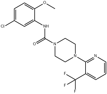 1-Piperazinecarboxamide, N-(5-chloro-2-methoxyphenyl)-4-[3-(trifluoromethyl)-2-pyridinyl]- Struktur