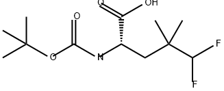 Pentanoic acid, 2-[[(1,1-dimethylethoxy)carbonyl]amino]-5,5-difluoro-4,4-dimethyl-, (2S)- Struktur