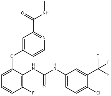 2-Pyridinecarboxamide, 4-[2-[[[[4-chloro-3-(trifluoromethyl)phenyl]amino]carbonyl]amino]-3-fluorophenoxy]-N-methyl- Struktur