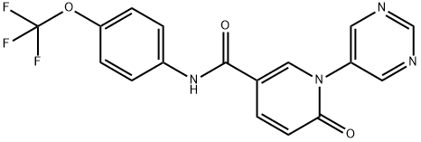 3-Pyridinecarboxamide, 1,6-dihydro-6-oxo-1-(5-pyrimidinyl)-N-[4-(trifluoromethoxy)phenyl]- Struktur