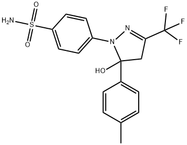 Benzenesulfonamide, 4-[4,5-dihydro-5-hydroxy-5-(4-methylphenyl)-3-(trifluoromethyl)-1H-pyrazol-1-yl]- Struktur