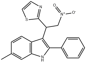 1H-Indole, 6-methyl-3-[2-nitro-1-(2-thiazolyl)ethyl]-2-phenyl- Struktur