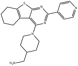 4-Piperidinemethanamine, 1-[5,6,7,8-tetrahydro-2-(4-pyridinyl)[1]benzothieno[2,3-d]pyrimidin-4-yl]- Struktur