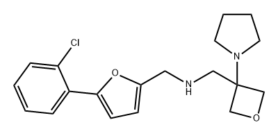 2-Furanmethanamine, 5-(2-chlorophenyl)-N-[[3-(1-pyrrolidinyl)-3-oxetanyl]methyl]- Struktur