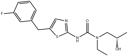 Urea, N-ethyl-N'-[5-[(3-fluorophenyl)methyl]-2-thiazolyl]-N-[(2S)-2-hydroxypropyl]- Struktur