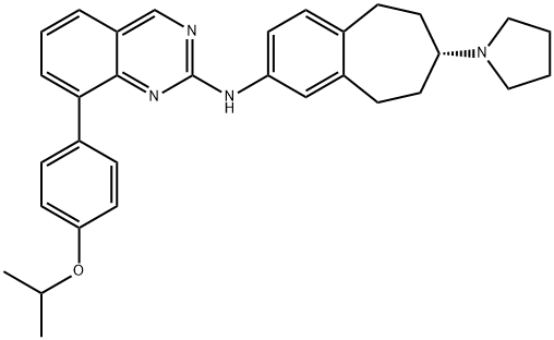 2-Quinazolinamine, 8-[4-(1-methylethoxy)phenyl]-N-[(7S)-6,7,8,9-tetrahydro-7-(1-pyrrolidinyl)-5H-benzocyclohepten-2-yl]- Struktur