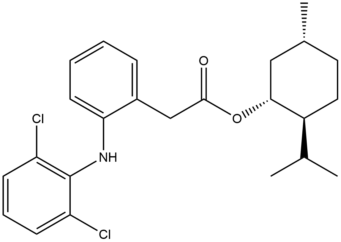 (1R,2S,5R)-5-Methyl-2-(1-methylethyl)cyclohexyl 2-[(2,6-dichlorophenyl)amino]benzeneacetate Struktur