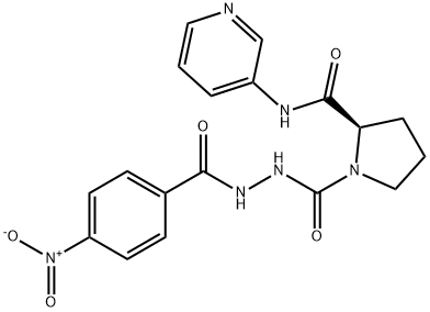 1-Pyrrolidinecarboxylic acid, 2-[(3-pyridinylamino)carbonyl]-, 2-(4-nitrobenzoyl)hydrazide, (2R)- Struktur