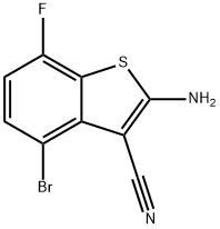 Benzo[b]thiophene-3-carbonitrile, 2-amino-4-bromo-7-fluoro- Struktur