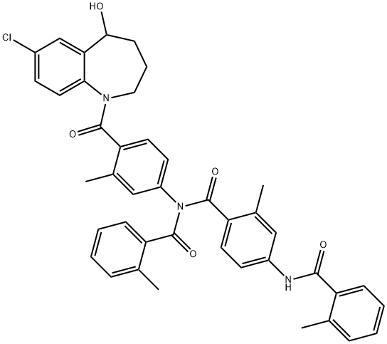 Benzamide, N-[4-[(7-chloro-2,3,4,5-tetrahydro-5-hydroxy-1H-1-benzazepin-1-yl)carbonyl]-3-methylphenyl]-2-methyl-N-(2-methylbenzoyl)-4-[(2-methylbenzoyl)amino]- Struktur