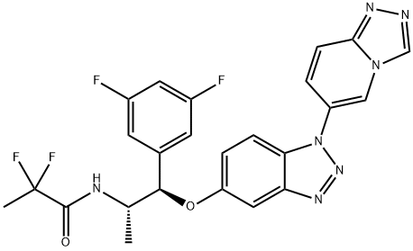 Propanamide, N-[(1S,2R)-2-(3,5-difluorophenyl)-1-methyl-2-[[1-(1,2,4-triazolo[4,3-a]pyridin-6-yl)-1H-benzotriazol-5-yl]oxy]ethyl]-2,2-difluoro- Struktur