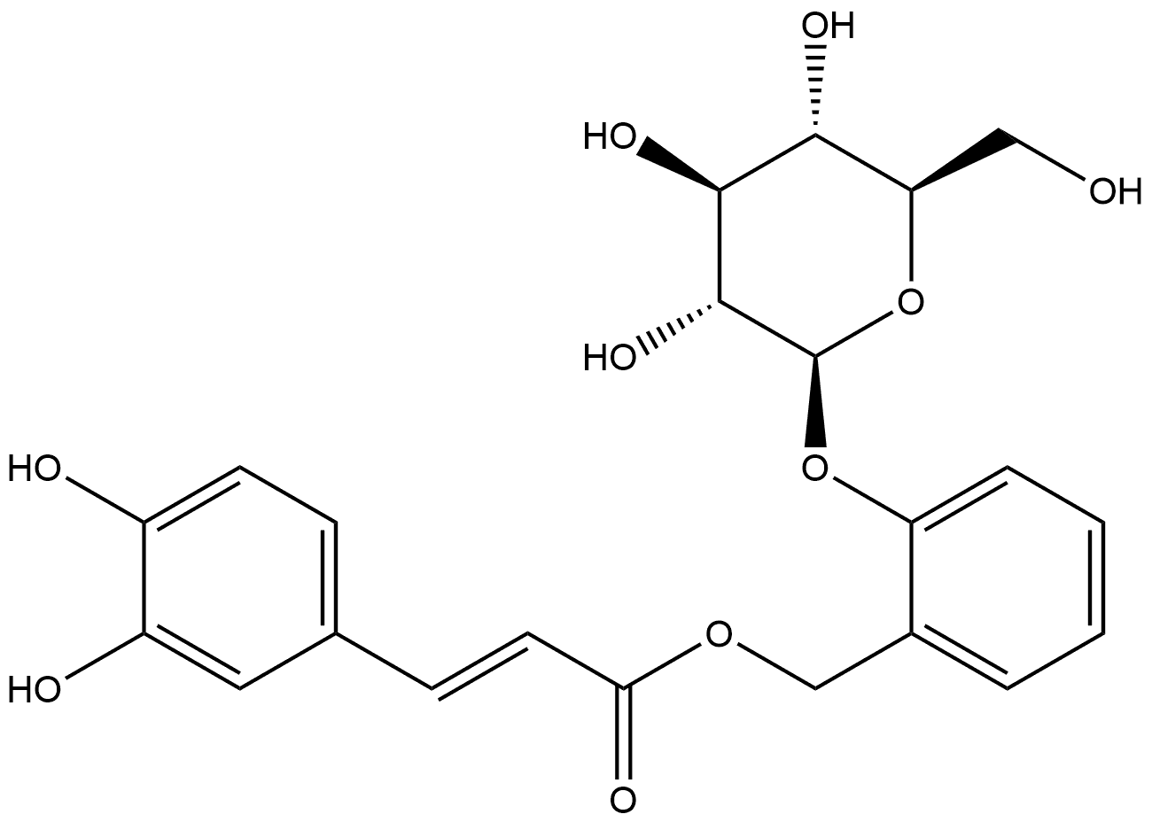 β-D-Glucopyranoside, 2-[[[(2E)-3-(3,4-dihydroxyphenyl)-1-oxo-2-propen-1-yl]oxy]methyl]phenyl Struktur