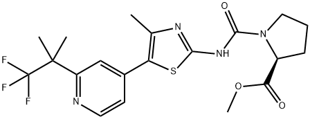 L-Proline, 1-[[[4-methyl-5-[2-(2,2,2-trifluoro-1,1-dimethylethyl)-4-pyridinyl]-2-thiazolyl]amino]carbonyl]-, methyl ester Struktur