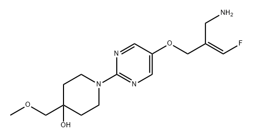 4-Piperidinol, 1-[5-[[(2E)-2-(aminomethyl)-3-fluoro-2-propen-1-yl]oxy]-2-pyrimidinyl]-4-(methoxymethyl)- Struktur