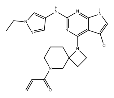 2-Propen-1-one, 1-[1-[5-chloro-2-[(1-ethyl-1H-pyrazol-4-yl)amino]-7H-pyrrolo[2,3-d]pyrimidin-4-yl]-1,6-diazaspiro[3.5]non-6-yl]- Struktur