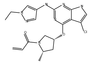 2-Propen-1-one, 1-[(2S,4R)-4-[[5-chloro-2-[(1-ethyl-1H-pyrazol-4-yl)amino]-7H-pyrrolo[2,3-d]pyrimidin-4-yl]oxy]-2-methyl-1-pyrrolidinyl]- Struktur