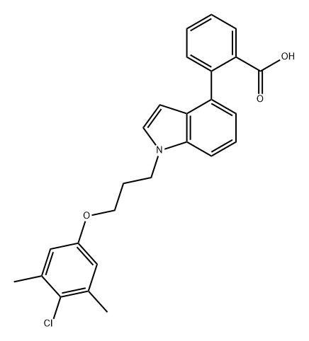 Benzoic acid, 2-[1-[3-(4-chloro-3,5-dimethylphenoxy)propyl]-1H-indol-4-yl]- Struktur