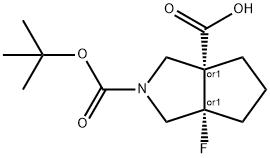 Cyclopenta[c]pyrrole-2,3a(1H,4H)-dicarboxylic acid, 6a-fluorotetrahydro-, 2-(1,1-dimethylethyl) ester, (3aR,6aS)-rel- Structure