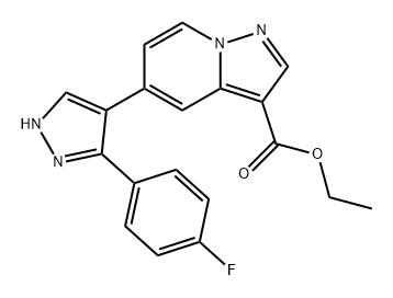 Pyrazolo[1,5-a]pyridine-3-carboxylic acid, 5-[3-(4-fluorophenyl)-1H-pyrazol-4-yl]-, ethyl ester Struktur