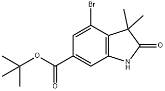 1,1-Dimethylethyl 4-bromo-2,3-dihydro-3,3-dimethyl-2-oxo-1H-indole-6-carboxylate Struktur