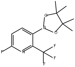 Pyridine, 6-fluoro-3-(4,4,5,5-tetramethyl-1,3,2-dioxaborolan-2-yl)-2-(trifluoromethyl)- Struktur