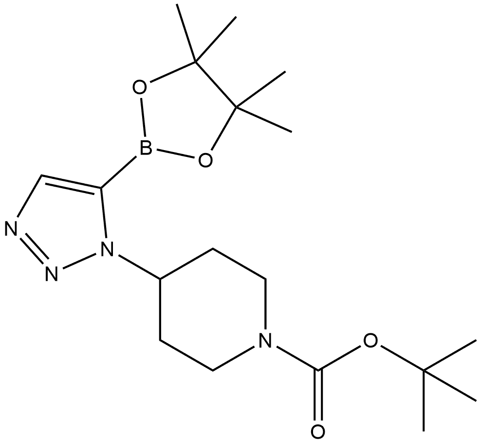 1,1-Dimethylethyl 4-[5-(4,4,5,5-tetramethyl-1,3,2-dioxaborolan-2-yl)-1H-1,2,3-triazol-1-yl]-1-piperidinecarboxylate Struktur