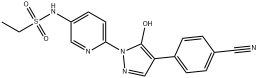 Ethanesulfonamide, N-[6-[4-(4-cyanophenyl)-5-hydroxy-1H-pyrazol-1-yl]-3-pyridinyl]- Struktur