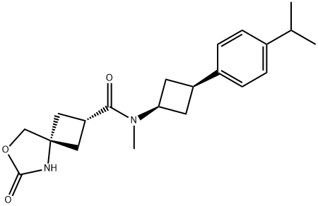 7-Oxa-5-azaspiro[3.4]octane-2-carboxamide, N-methyl-N-[cis-3-[4-(1-methylethyl)phenyl]cyclobutyl]-6-oxo-, cis- Struktur