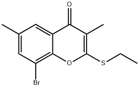 8-bromo-2-ethylsulfanyl-3,6-dimethyl-chromen-4-one Struktur