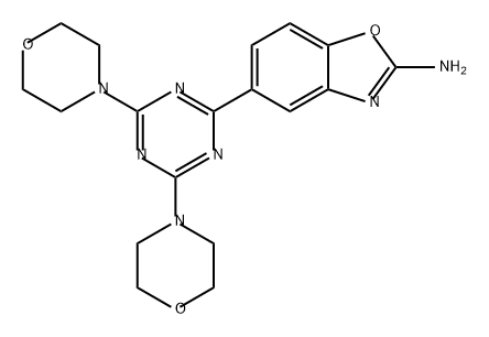 2-Benzoxazolamine, 5-(4,6-di-4-morpholinyl-1,3,5-triazin-2-yl)- Struktur