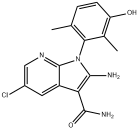 1H-Pyrrolo[2,3-b]pyridine-3-carboxamide, 2-amino-5-chloro-1-(3-hydroxy-2,6-dimethylphenyl)- Struktur