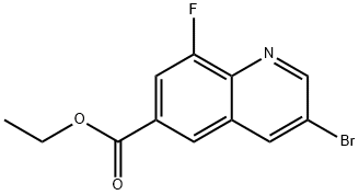 6-Quinolinecarboxylic acid, 3-bromo-8-fluoro-, ethyl ester Struktur