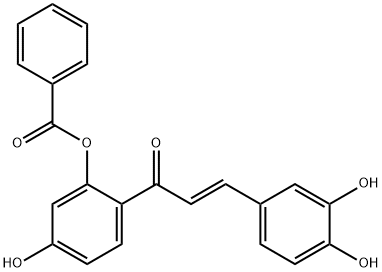 2-Propen-1-one, 1-[2-(benzoyloxy)-4-hydroxyphenyl]-3-(3,4-dihydroxyphenyl)-, (2E)- Struktur