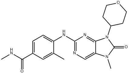 Benzamide, 4-[[8,9-dihydro-7-methyl-8-oxo-9-(tetrahydro-2H-pyran-4-yl)-7H-purin-2-yl]amino]-N,3-dimethyl- Struktur