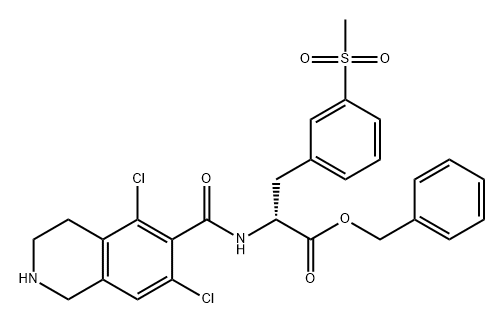 D-Phenylalanine, N-[(5,7-dichloro-1,2,3,4-tetrahydro-6-isoquinolinyl)carbonyl]-3-(methylsulfonyl)-, phenylmethyl ester Struktur