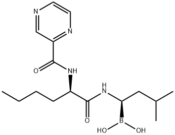 Boronic acid, B-[(1R)-3-methyl-1-[[(2R)-1-oxo-2-[(2-pyrazinylcarbonyl)amino]hexyl]amino]butyl]- Struktur