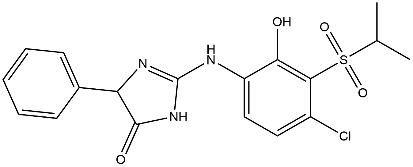 2-[[4-Chloro-2-hydroxy-3-[(1-methylethyl)sulfonyl]phenyl]amino]-3,5-dihydro-5-phenyl-4H-imidazol-4-one Struktur