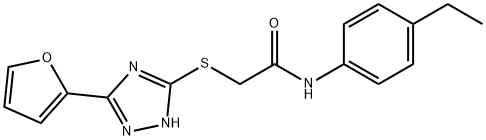 Acetamide, N-(4-ethylphenyl)-2-[[3-(2-furanyl)-1H-1,2,4-triazol-5-yl]thio]- Struktur