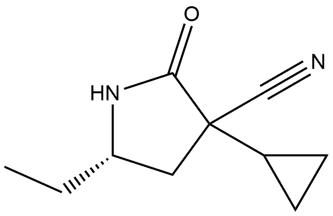 (5S)-3-cyclopropyl-5-ethyl-2-oxo-pyrrolidine-3-carbonitrile Struktur