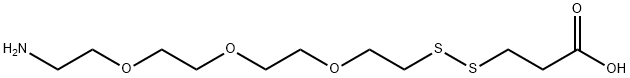 Propanoic acid, 3-[[2-[2-[2-(2-aminoethoxy)ethoxy]ethoxy]ethyl]dithio]- Struktur