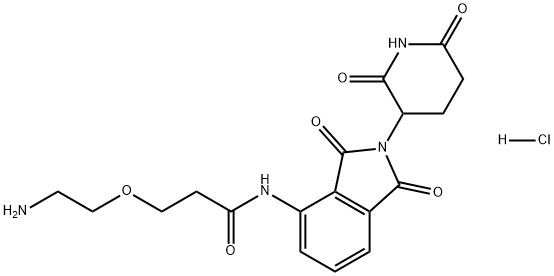 Propanamide, 3-(2-aminoethoxy)-N-[2-(2,6-dioxo-3-piperidinyl)-2,3-dihydro-1,3-dioxo-1H-isoindol-4-yl]-, hydrochloride (1:1) Struktur