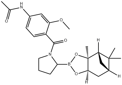 Acetamide, N-[4-[[2-[(3aS,4S,6S,7aR)-hexahydro-3a,5,5-trimethyl-4,6-methano-1,3,2-benzodioxaborol-2-yl]-1-pyrrolidinyl]carbonyl]-3-methoxyphenyl]- Struktur