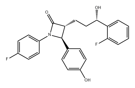 2-Azetidinone, 1-(4-fluorophenyl)-3-[(3S)-3-(2-fluorophenyl)-3-hydroxypropyl]-4-(4-hydroxyphenyl)-, (3R,4S)- Struktur