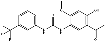 Urea, N-(5-acetyl-4-hydroxy-2-methoxyphenyl)-N'-[3-(trifluoromethyl)phenyl]- Struktur