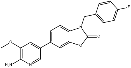 2(3H)-Benzoxazolone, 6-(6-amino-5-methoxy-3-pyridinyl)-3-[(4-fluorophenyl)methyl]- Struktur