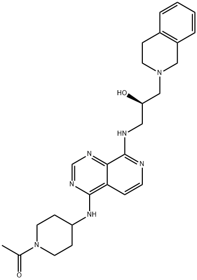 Ethanone, 1-[4-[[8-[[(2R)-3-(3,4-dihydro-2(1H)-isoquinolinyl)-2-hydroxypropyl]amino]pyrido[3,4-d]pyrimidin-4-yl]amino]-1-piperidinyl]- Struktur