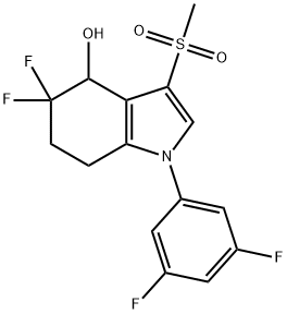 1H-Indol-4-ol, 1-(3,5-difluorophenyl)-5,5-difluoro-4,5,6,7-tetrahydro-3-(methylsulfonyl)- Struktur